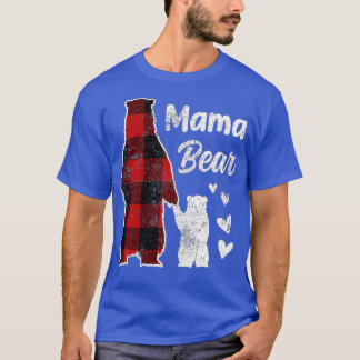 Mama Bear Mothers Day Cub Family Buffalo Plaid Sty T-Shirt
