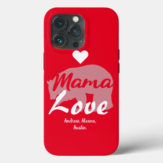 Mama Bear Mum Kid Names Personalised Customise Case-Mate iPhone Case (Back)