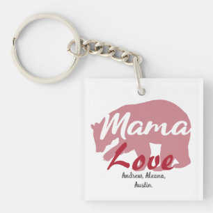 Mama Bear Mum Kid Names Personalised Customise Key Ring