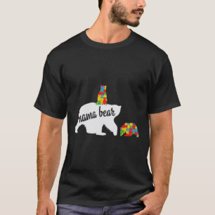 Mama Bear Of Two Warriors Autism Awareness  T-Shirt