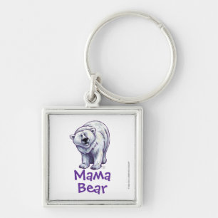 Mama Bear Polar Bear Square Keychain
