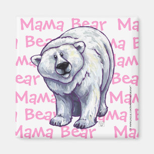 Mama Bear Polar Bear Square Magnet