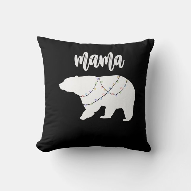 Mama Bear Polar Bear String Of Lights Christmas Cushion (Front)