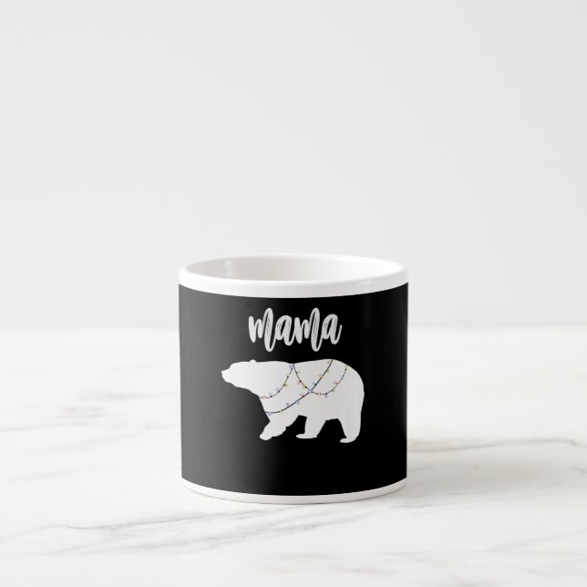 Mama Bear Polar Bear String Of Lights Christmas Espresso Cup (Front)