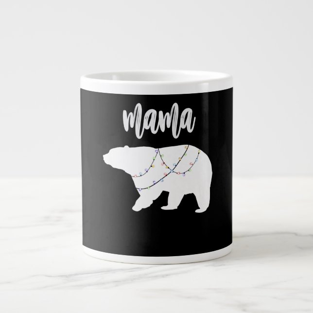 Mama Bear Polar Bear String Of Lights Christmas Large Coffee Mug (Front)
