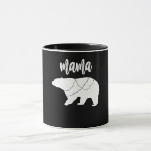 Mama Bear Polar Bear String Of Lights Christmas Mug