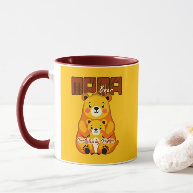 Mama Bear Protective Love – Cute Mother Bear Desig Mug (With Donut)