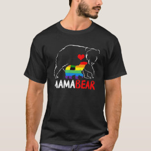 Mama Bear Proud Mum Rainbow Flag LGBT Pride Mother T-Shirt