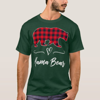 Mama Bear Red Buffalo Check Plaid Heart Fun Mum Gi T-Shirt