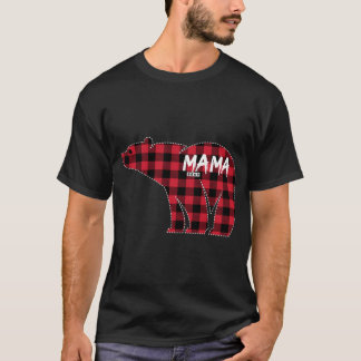 Mama Bear Red Plaid Matching Family Christmas Paja T-Shirt