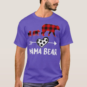 Mama Bear Red Plaid Soccer Mum Women Mothers Day T-Shirt