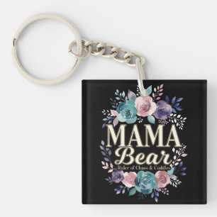 Mama Bear Ruler Of Chaos And Cuddles Floral Gift Key Ring
