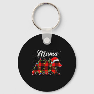 Mama Bear Shirt, Red Buffalo Plaid Mom Bear Pajama Key Ring