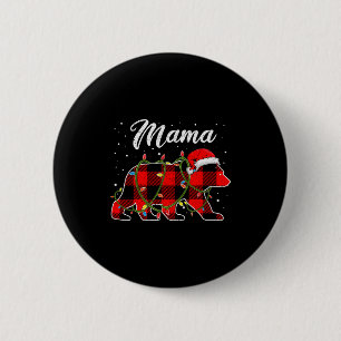 Mama Bear Shirt, Red Buffalo Plaid Mum Bear Pajama 6 Cm Round Badge