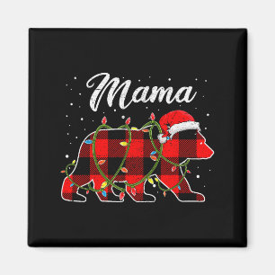 Mama Bear Shirt, Red Buffalo Plaid Mum Bear Pajama Magnet
