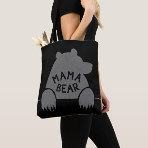 Mama Bear Silhouette Big Claws Grey Simple Cool Tote Bag