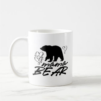 Mama Bear Silhouette Hearts Coffee Mug