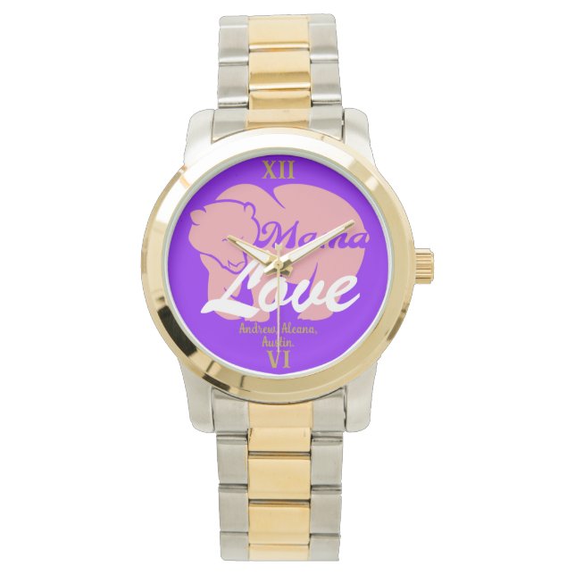 Mama Bear Simple & chic Names Personalised Custom Watch (Front)