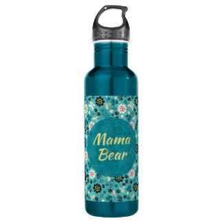 Mama Bear Teal Water Bottle