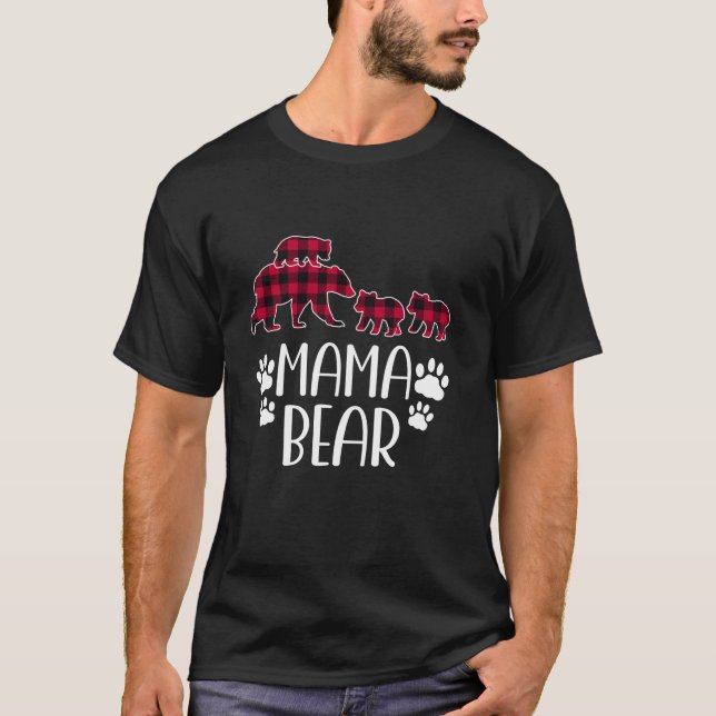 Mama Bear Three Cubs Mum 3 Kid Mother s Day Long S T-Shirt (Front)