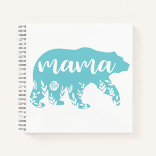 Mama Bear Turquoise Flowers Journal