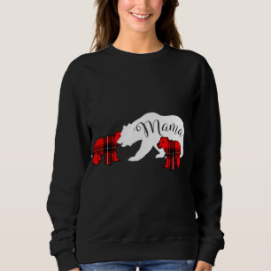 Mama Bear Two Cubs Red Plaid Mum Christmas Pajama Sweatshirt