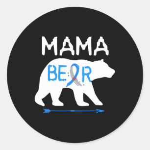 Mama Bear Type One Diabetes Awareness Classic Round Sticker