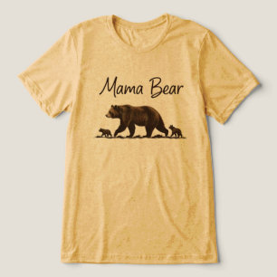 Mama Bear Walking with Cubs Silhouette Vintage Tri-Blend Shirt