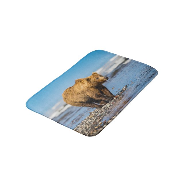 Mama bear watching her two kids bath mat (Angled)