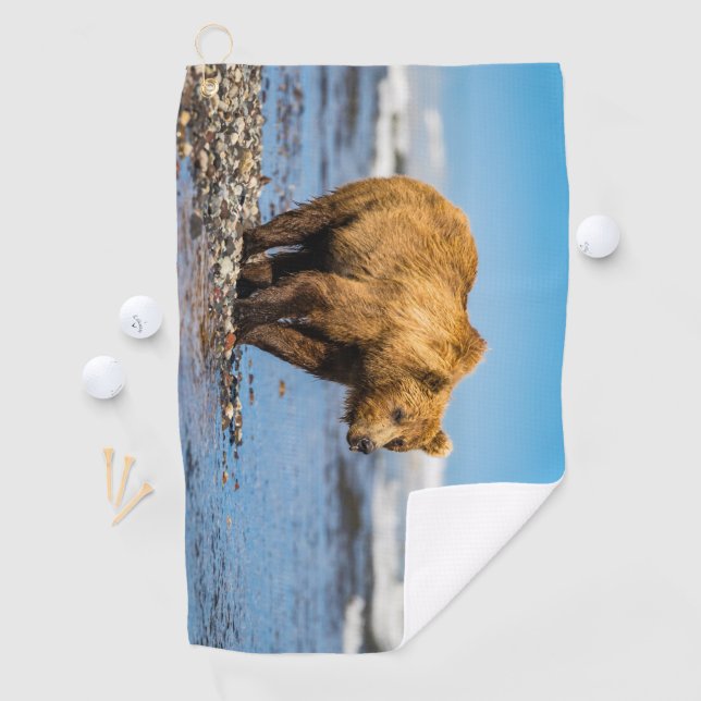 Mama bear watching her two kids golf towel (InSitu)