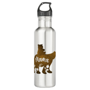 Mama Bear With 1 Cub Riding On Mama's Back 710 Ml Water Bottle