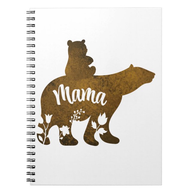 Mama Bear With 1 Cub Riding On Mama's Back Notebook (Front)