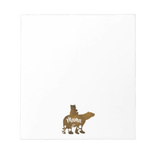 Mama Bear With 1 Cub Riding On Mama's Back Notepad