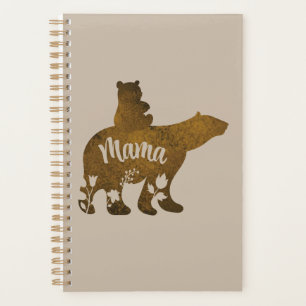 Mama Bear With 1 Cub Riding On Mama's Back Planner