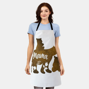 Mama Bear With 2 Cubs Mum of Two Apron
