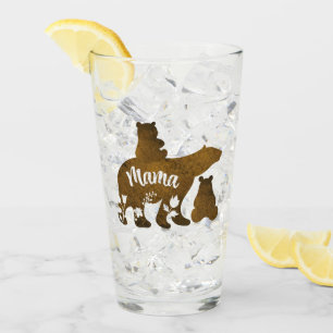 Mama Bear With 2 Cubs Mum of Two Glass