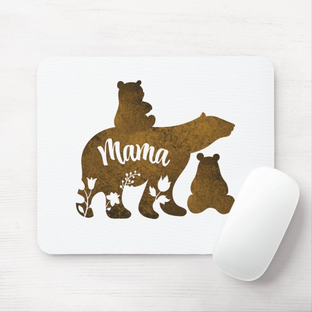 Mama Bear With 2 Cubs Mum of Two Mouse Pad (With Mouse)