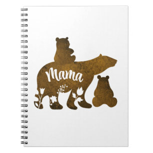 Mama Bear With 2 Cubs Mum of Two Notebook