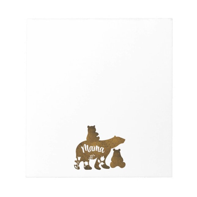 Mama Bear With 2 Cubs Mum of Two Notepad (Front)