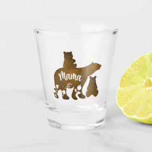 Mama Bear With 2 Cubs Mum of Two Shot Glass