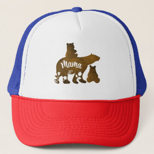 Mama Bear With 2 Cubs Mum of Two Trucker Hat