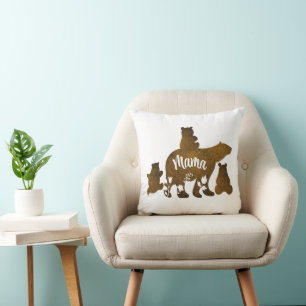 Mama Bear With 3 Baby Bear Cubs Following Mama Cushion