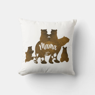 Mama Bear With 4 Cubs Mum of Four Children Gift Cushion