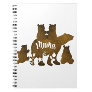 Mama Bear With 4 Cubs Mum of Four Children Gift Notebook