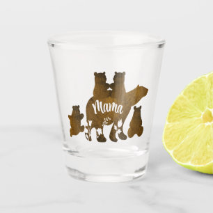 Mama Bear With 4 Cubs Mum of Four Children Gift Shot Glass