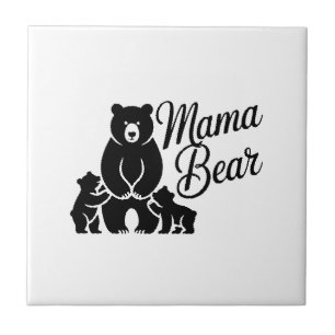 Mama Bear with Cubs Cute Family Bear Ceramic Tile