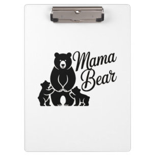 Mama Bear with Cubs Cute Family Bear Clipboard