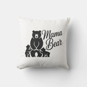 Mama Bear with Cubs Cute Family Bear Cushion