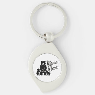 Mama Bear with Cubs Cute Family Bear Key Ring