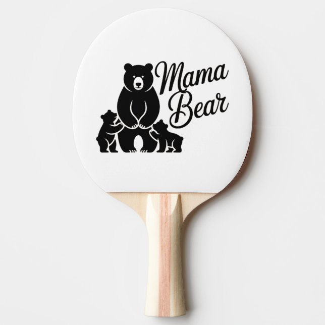 Mama Bear with Cubs Cute Family Bear Ping Pong Paddle (Front)